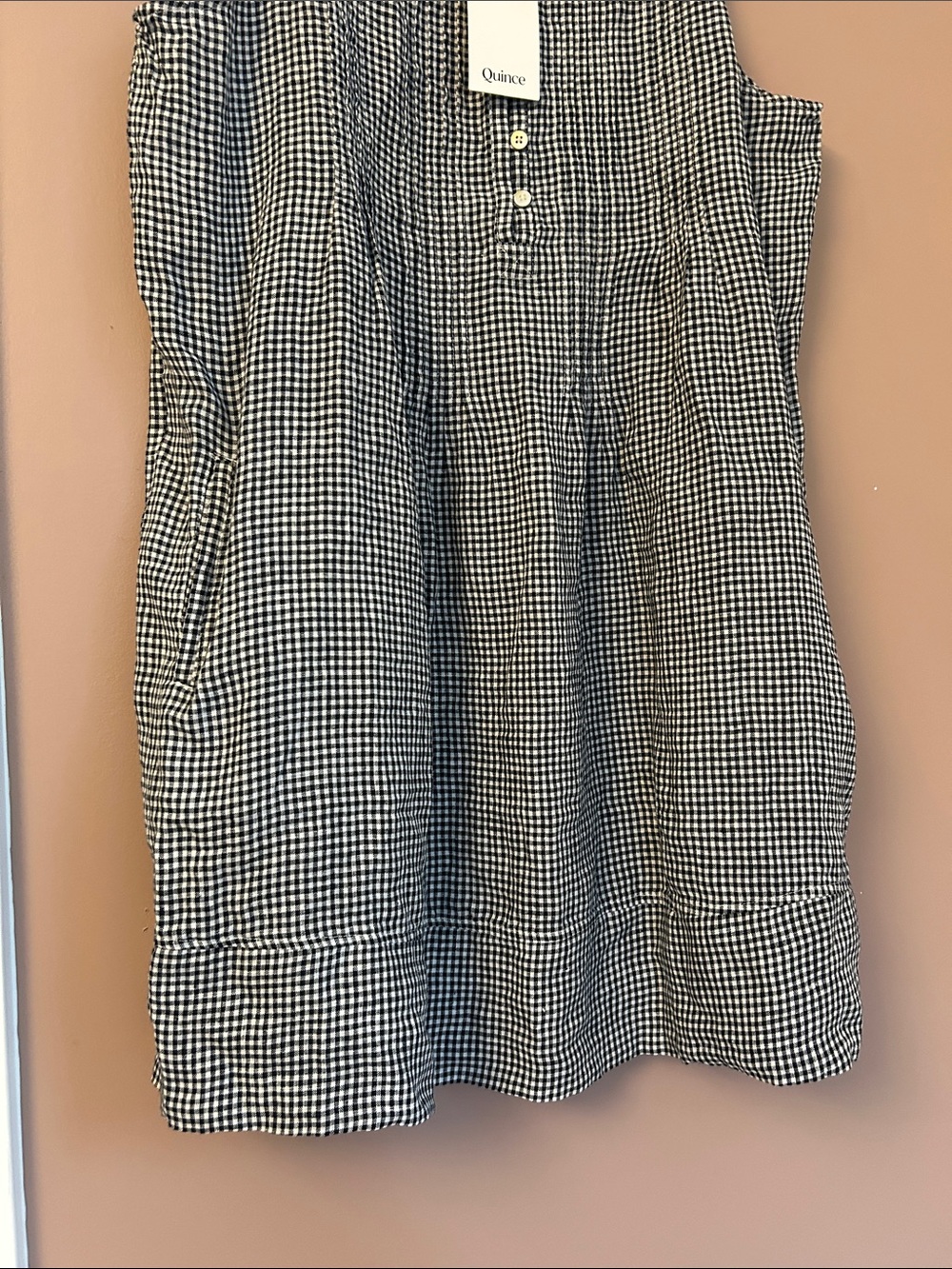 NWT Quince 100% European Linen Sleeveless Swing Dress Gingham Size L - Picture 11 of 13